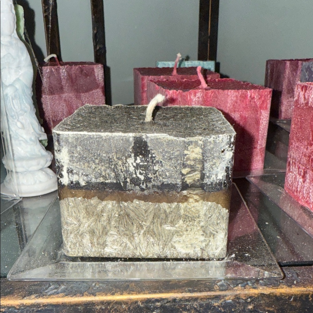 Artisan Square Candle in Earthy Tones